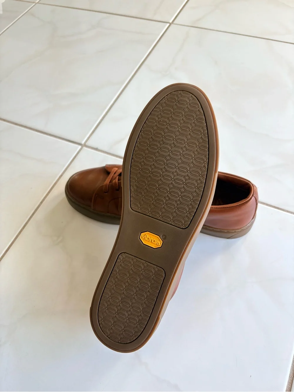 NEW J. Crew Leather Court Sneaker English Tan Brown | Vibram Men’s Size 10